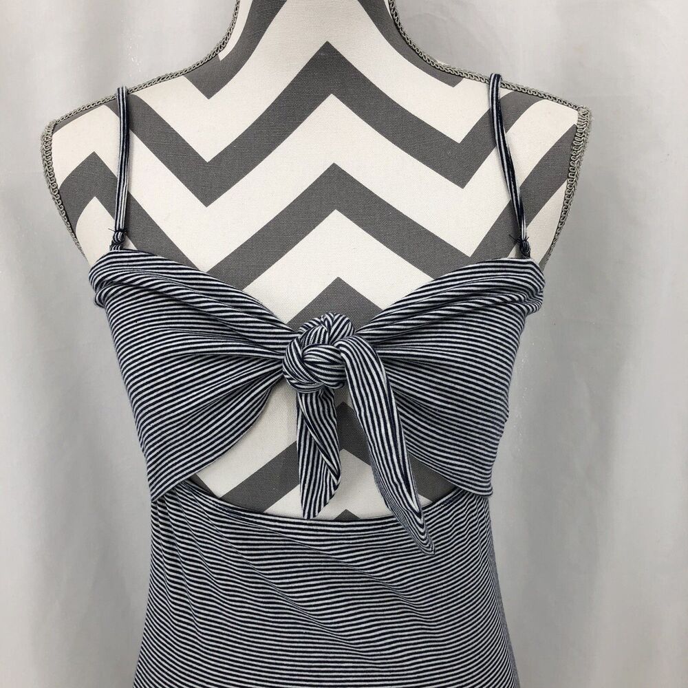 Garage Blue Striped Tied Front Peekaboo Bodycon Tube Dress Medium NWT